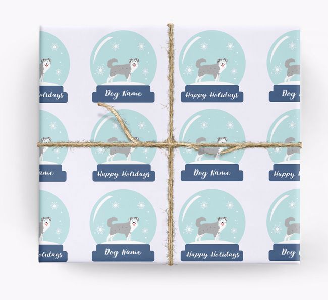 Personalized 'Snow Globe' Christmas Wrapping Paper with your {breedFullName} Icon